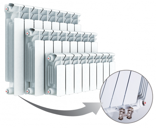 картинка Радиатор биметаллический RIFAR Base 500 х 5 секций подключение нижнее (правое)(R50005НПП) от магазина Сантехстрой