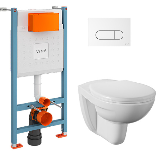 картинка Комплект унитаза с инсталляцией Vitra Normus L-box 9773B003-7207 с сиденьем и Белой клавишей смыва от магазина Сантехстрой