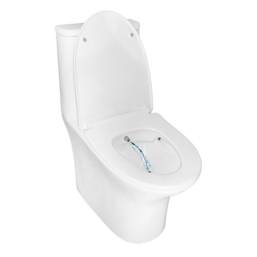 изображение унитаз-моноблок с функцией биде azario sente 375х665х785 напольный, безободковый, горизонтальный слив, сиденье дюропласт микролифт (az-8614b)