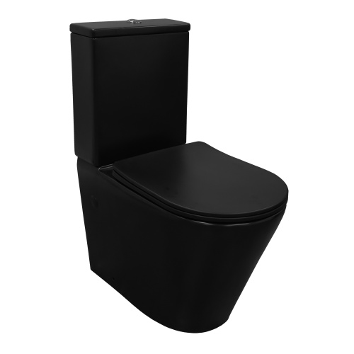картинка Унитаз-компакт Azario Black Queen 370х605х800 безободковый, с быстросъемным сиденьем микролифт, черный матовый (AZ-8380) от магазина Сантехстрой