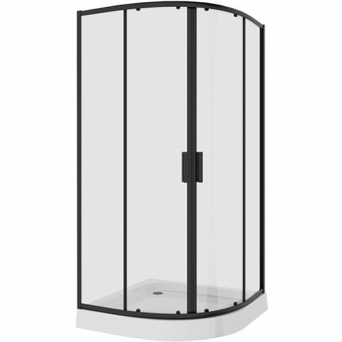 картинка Душевое ограждение Niagara Nova NG-6806-08ВLACK (90х90х195) четверть круга,черный,двери раздвижные,стекло прозрачное,1 место от магазина Сантехстрой