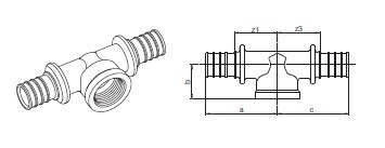 картинка Тройник 25-Rp 1/2-25 с внутренней резьбой от магазина Сантехстрой