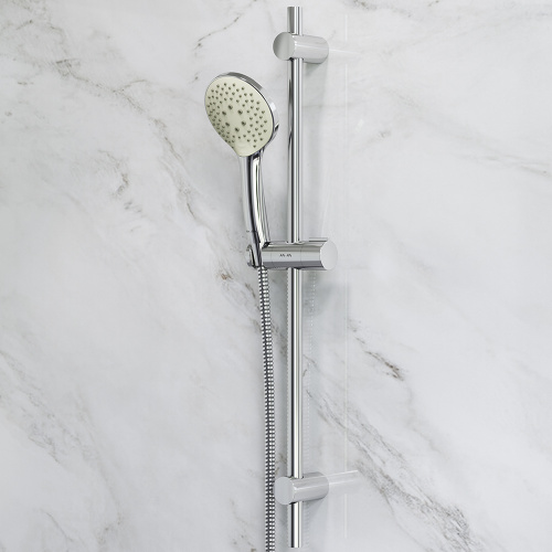 картинка F0190100 Gem душ.комплект: ручн.душ 3 ф-ции d 110 мм, штанга 700, шланг 1 750 мм, хром, шт. от магазина Сантехстрой