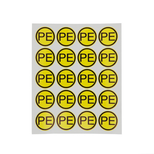 картинка Наклейка знак электробезопасности «PE» d - 20 мм REXANT (20 шт на листе) от магазина Сантехстрой