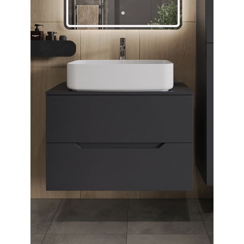 картинка Тумба с раковиной подвесная Orange Line Li-80TugMDF+B07-600W 80 см, графит/белый от магазина Сантехстрой