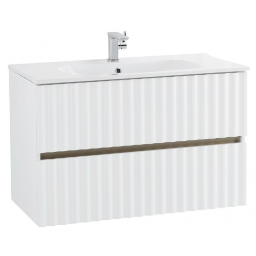 картинка Тумба под раковину Art&Max Elegant AM-ELEGANT-800-2C-SO-BL-LED-P с LED подсветкой белый глянец от магазина Сантехстрой
