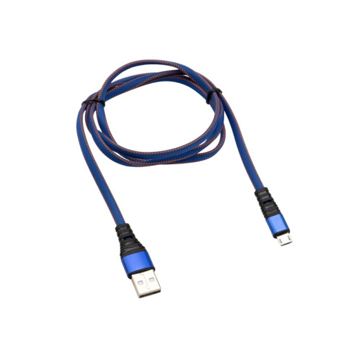 картинка Кабель REXANT USB-microUSB 1 м,  плоский провод,  синяя джинсовая оплетка от магазина Сантехстрой