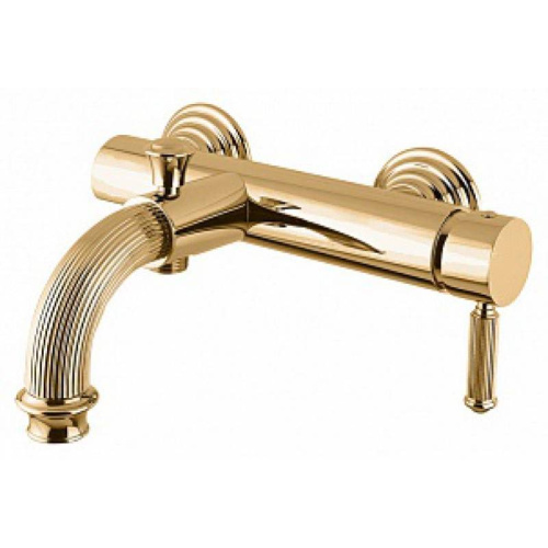фотография смеситель cezares olimp-vm-03/24-l, для ванны и душа, однорыжачный, золото 24 карат, ручка металл