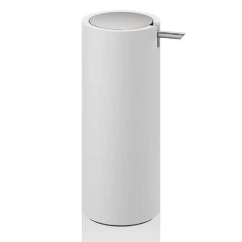 картинка DECOR WALTHER Stone SSP Дозатор для мыла, настольный, цвет: белый матовый / сталь матовая от магазина Сантехстрой