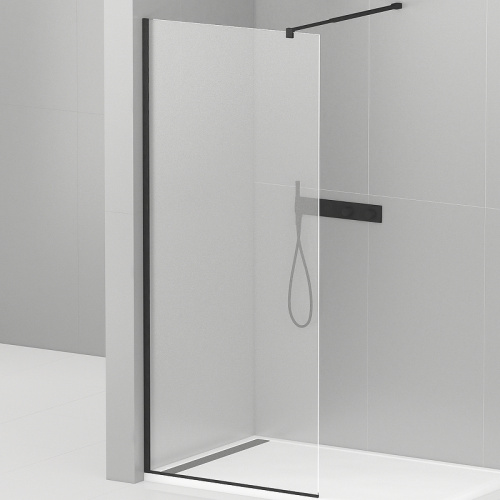 картинка Душевая перегородка Cezares Liberta 100 LIBERTA-L-1-100-C-NERO профиль Черный матовый стекло прозрачное от магазина Сантехстрой