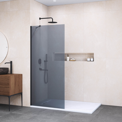 картинка Душевая перегородка RGW WA-102-B 80*195 профиль Чёрный стекло Тонированное(серое) от магазина Сантехстрой