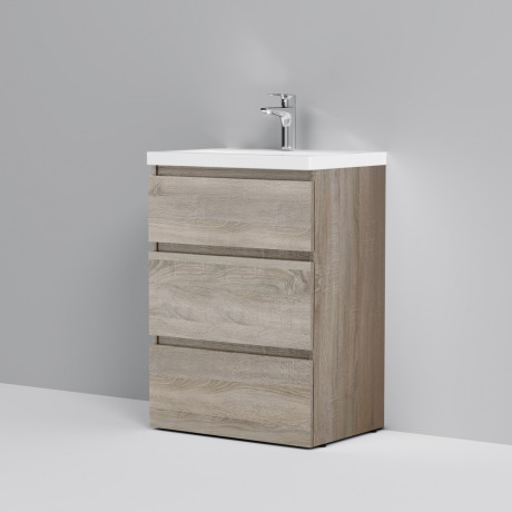 картинка M91FSX0602OF GEM S, База под раковину, напольная, 60 см, 3 ящика, светлый дуб от магазина Сантехстрой