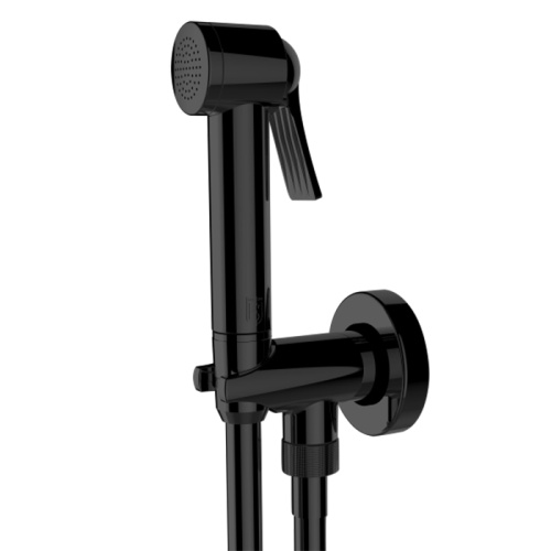 картинка BOSSINI APICE Гигиенический душ в комплекте с держателем с подводом воды и шлангом 1250 мм., цвет черный матовый от магазина Сантехстрой