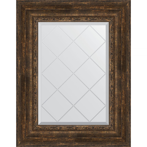 картинка Зеркало Evoform Exclusive-G 80х62 BY 4043 с гравировкой в багетной раме - Состаренное дерево с орнаментом 120 мм от магазина Сантехстрой
