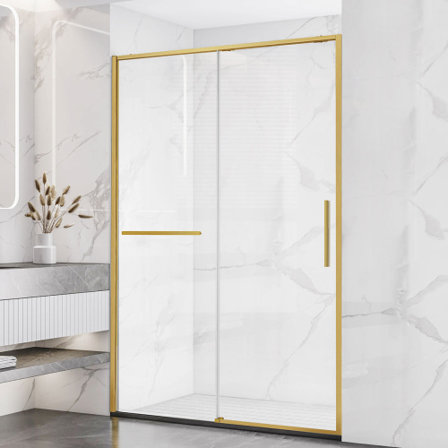 картинка Душевая дверь Slim Soft VDS-1SS130CLG, 1300, брашированное золото, стекло прозрачное от магазина Сантехстрой