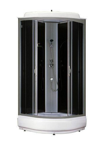 картинка Душевая кабина LORANTO CS-6610-25 G 100х100х215 прозрачное стекло 4мм, поддон 25 см, черная от магазина Сантехстрой