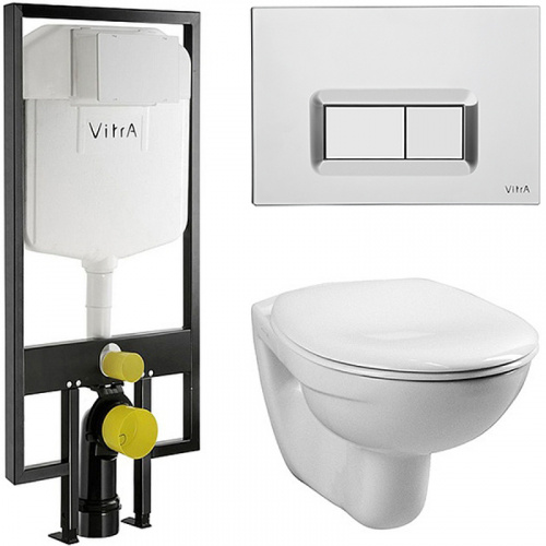 картинка Комплект унитаза с инсталляцией Vitra Normus 9773B003-7200 с сиденьем Микролифт и кнопкой смыва Хром от магазина Сантехстрой