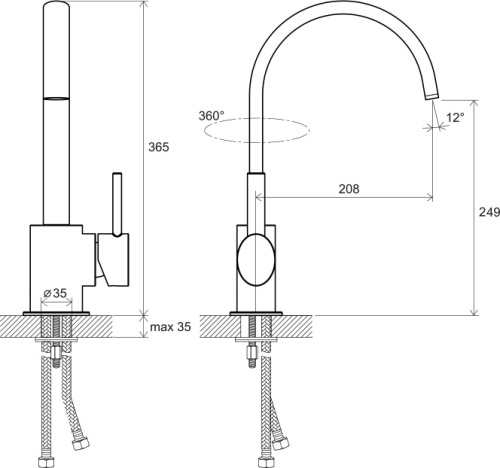 картинка смеситель для кухни ravak freedom fm 016.00, без донного клапана, с высоким изливом, однорычажный, хром (x070090)