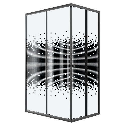 картинка Душевое ограждение Niagara Eco NG-1018-14QBLACK (100х80х190) прямоугольник,раздвижное,черный,стекло мозаика,1 место от магазина Сантехстрой