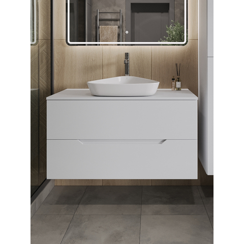 картинка Тумба с раковиной подвесная Orange Line Li-100TuwMDF+B07-500W 100 см, белый от магазина Сантехстрой