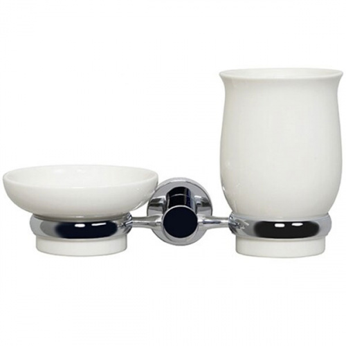 картинка Стакан для зубных щеток с мыльницей WasserKRAFT K-24226 Хром Белый от магазина Сантехстрой