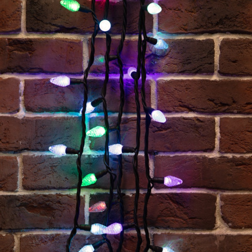 картинка Гирлянда Мультишишки Ø23 мм,  10 м,  80 LED RGB,  черный Каучук,  IP65, быстрая смена цвета,  230В соединяется NEON-NIGHT (нужен шнур питания 315-000) от магазина Сантехстрой