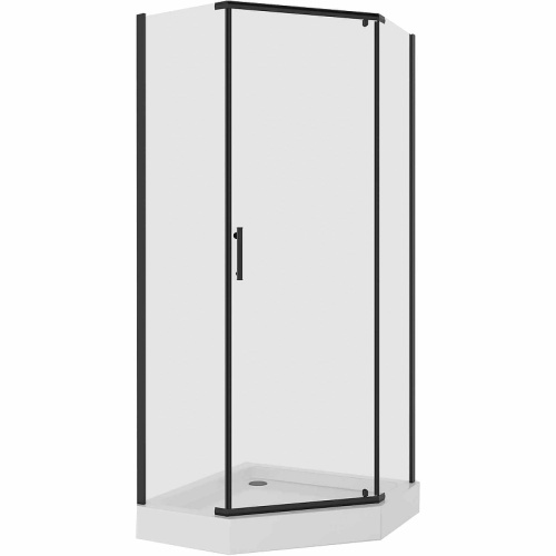 картинка Душевое ограждение Niagara Nova NG-6834-08ВLACK (100х100х195) трапеция,черный,дверь распашная,стекло прозрачное,1 место от магазина Сантехстрой
