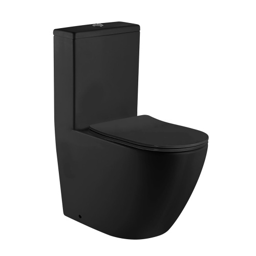 картинка Унитаз-моноблок AZARIO MORANO 680x370х830 напольный, безободковый в комплекте с сиденьем микролифт, черный матовый (AZ-1001MB) от магазина Сантехстрой