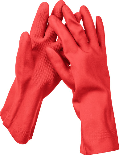 картинка ЗУБР ЛАТЕКС+ перчатки латексные хозяйственно-бытовые, стойкие к кислотам и щелочам, размер M от магазина Сантехстрой