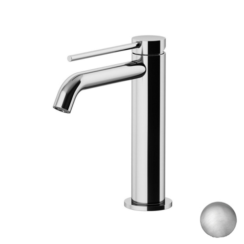 картинка GATTONI CIRCLE TWO Смеситель для раковины высокий 227 мм, на 1 отверстие, излив 155 мм, с донным клапаном, цвет BRUSHED NICKEL от магазина Сантехстрой