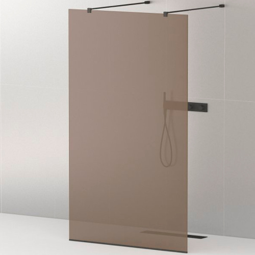 картинка Душевая перегородка Cezares Liberta 100 LIBERTA-L-2-100-120-BR-NERO профиль Черный матовый стекло бронзовое от магазина Сантехстрой