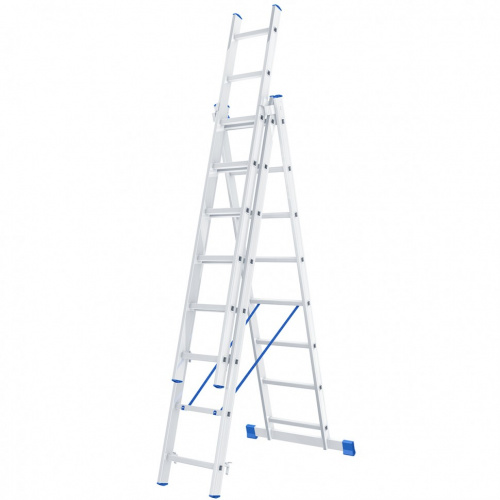 картинка Лестница, 3 х 8 ступеней, алюминиевая, трехсекционная, Россия, Сибртех от магазина Сантехстрой
