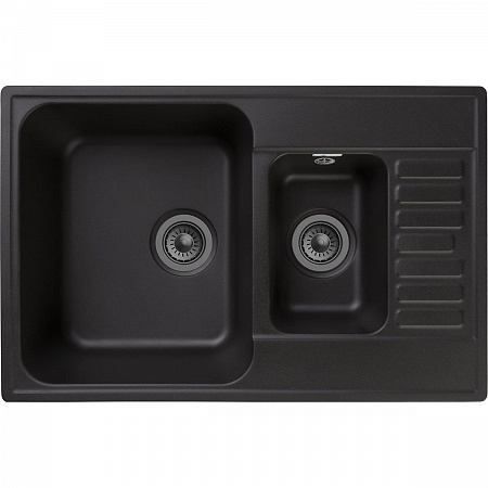 картинка Мойка кухонная GranFest QUARZ GF-Z21K 1.5-чаш+кр. 740*480 (черный) от магазина Сантехстрой