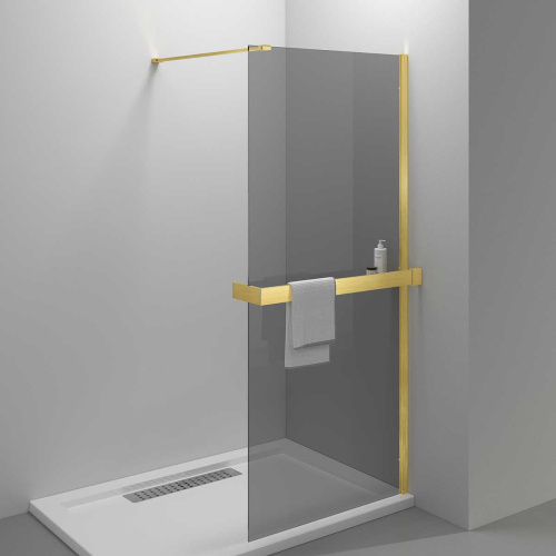 картинка Душевая перегородка Walk-In HR VSW-4HR900CGG, 900*2000, брашированное золото, стекло тонированное от магазина Сантехстрой
