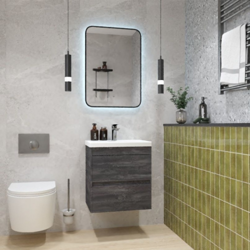 картинка Тумба под раковину подвесная Art&Max Family-M Family-M-500-2C-SO-IS 50х35 см, железный камень от магазина Сантехстрой