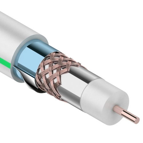 картинка Кабель коаксиальный RG-6U+Cu,  75 Ом, Cu/Al/Cu/Al,  90%,  две фольги,  100 м, INDOOR,  белый,  REXANT от магазина Сантехстрой