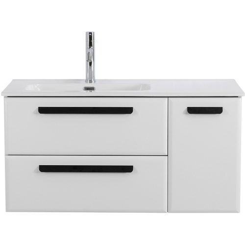 картинка Тумба под раковину Cezares Eco-Cer-N 100 L ECO-CER-N-1000-2C-1A-SO-BL-L подвесная Bianco Lucido без ручек от магазина Сантехстрой