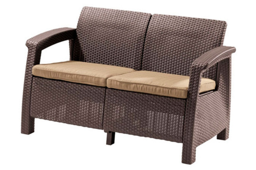 картинка Keter, Россия Комплект мебели Corfu Russia Love Seat (2х мест.диван), коричневый от магазина Сантехстрой