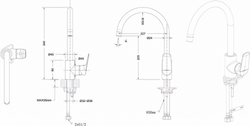 картинка Смеситель Bravat Rhein для кухонной мойки, черный (F7429564BW-ENG) от магазина Сантехстрой