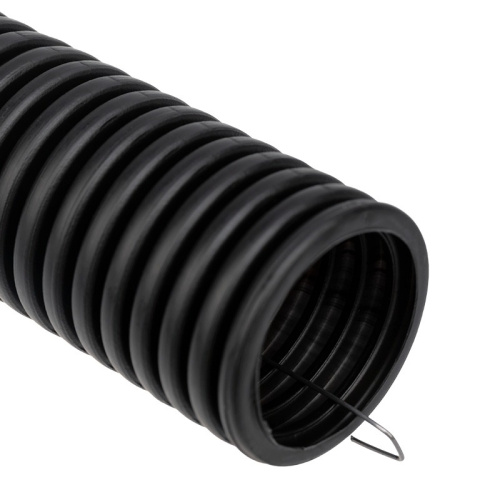 картинка Труба гофрированная из ПНД,  с зондом,  черная,  Ø50 мм REXANT от магазина Сантехстрой
