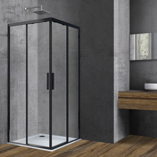 картинка Душевой уголок Soft VSS-3SO900CLB, 900*900, черный, стекло прозрачное от магазина Сантехстрой