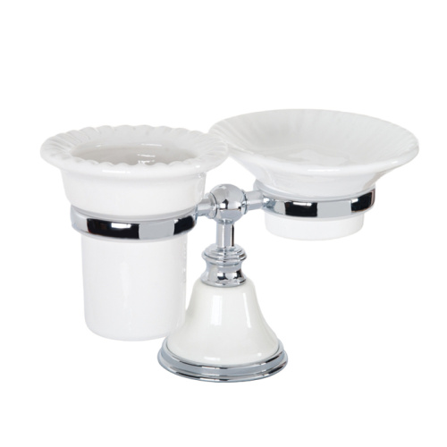 картинка TW Harmony 141, настольный держатель с мыльницей и стаканом, керамика (бел), цвет:  белый/хром от магазина Сантехстрой