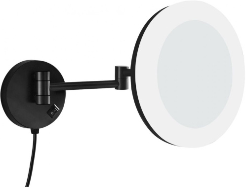 картинка 1806DMB Зеркало косметическое, подвесное с LED подсветкой круглое D-20 см, черн.мат (253732) от магазина Сантехстрой