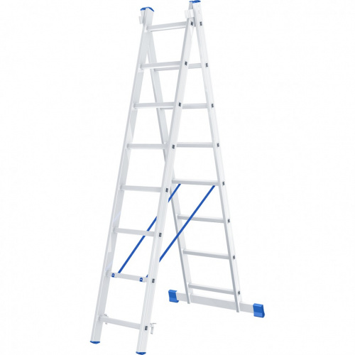 картинка Лестница, 2 х 8 ступеней, алюминиевая, двухсекционная, Россия, Сибртех от магазина Сантехстрой