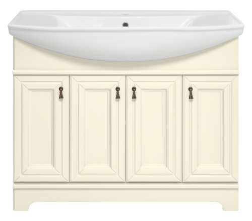 картинка Тумба с раковиной Лувр 105 (слоновая кость) + раковина Kirovit Стиль 105 от магазина Сантехстрой