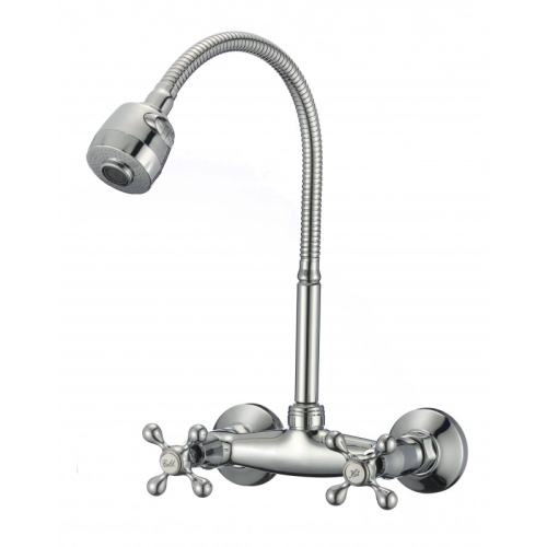 картинка смеситель для кухни настенный с гибким изливом d-lin d142810-t, хром