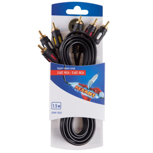 картинка Шнур 3RCA - 3RCA,  1,5м,  GOLD REXANT от магазина Сантехстрой