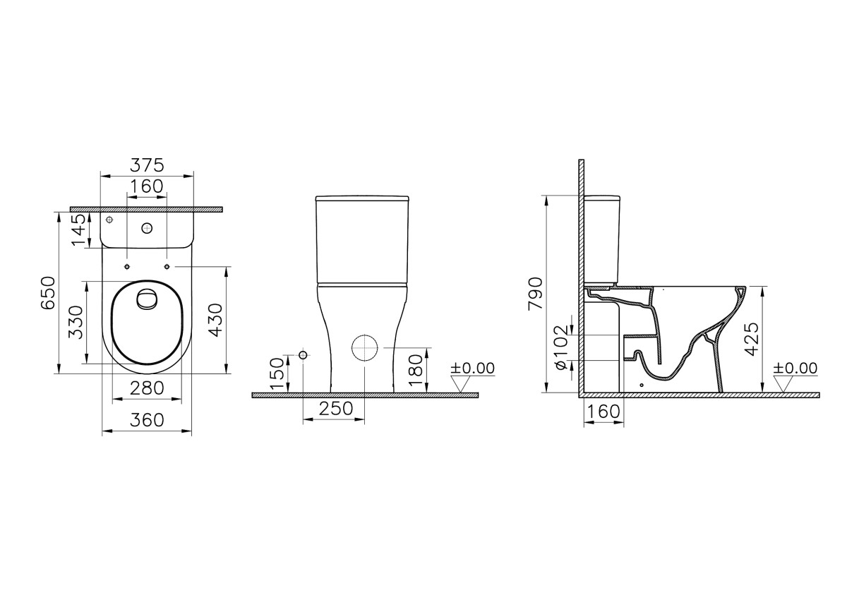 картинка Унитаз-компакт напольный VitrA M50 9889B003-7200 безободковый VortexFlush с сиденьем микролифт белый санитарный фарфор от магазина Сантехстрой