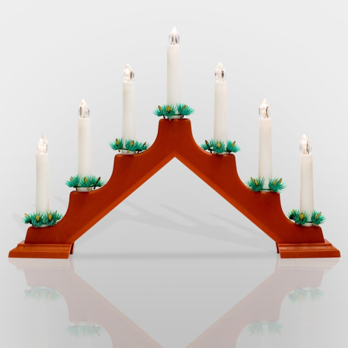 картинка Новогодняя горка 7 свечек,  цвет корпуса: Красный,  цвет свечения: ТЕПЛЫЙ БЕЛЫЙ от магазина Сантехстрой