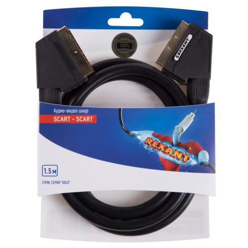 картинка Шнур SCART - SCART (21pin) 1,5М (GOLD) REXANT от магазина Сантехстрой